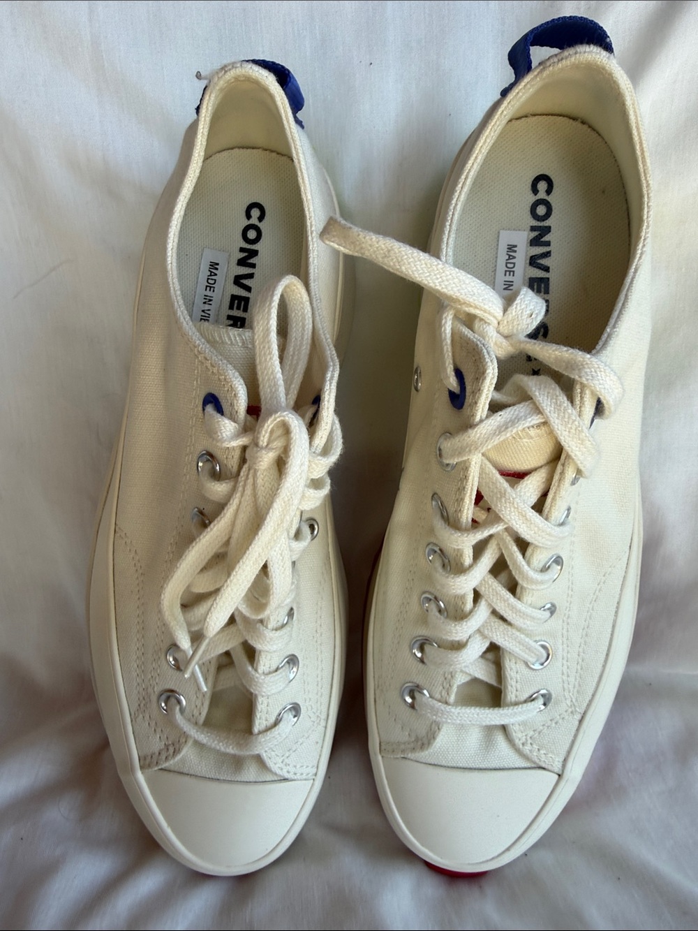 Converse Men’s Hike Ox Low-Top Canvas Sneakers in white with Colorful Accents